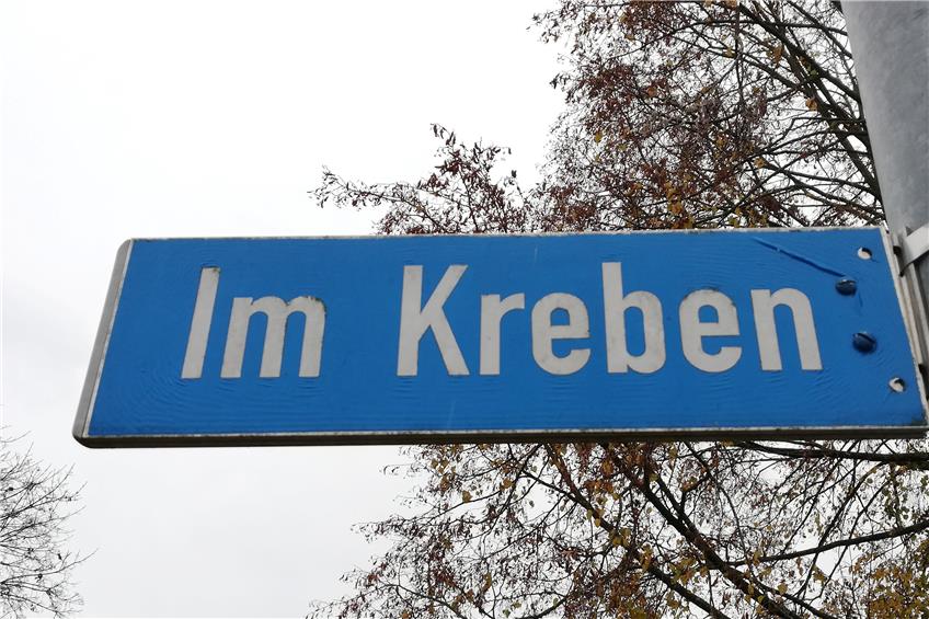 Das Straßenschild „Im Kreben“ in Dußlingen. Bild: Arndt Spieth