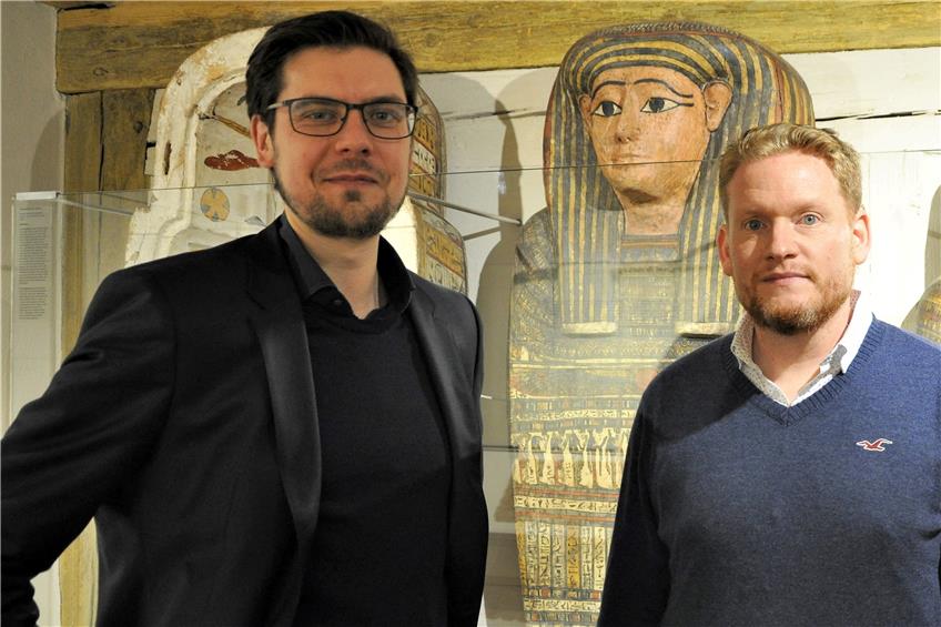 Frank Dürr (links) vom Tübinger Unimuseum und Matthias Lang vom eScience-Center sind die Leiter des Projekts 3D-Musuem Bild: Philipp Schmidt