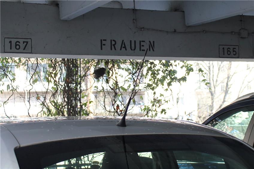 Im Neckarparkhaus in Tübingen gibt es einige Parkplätze, die speziell für Frauen gedacht sind. Bild: Angelika Brieschke